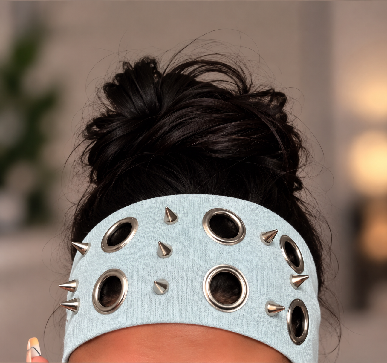 Turquoise spiked headband