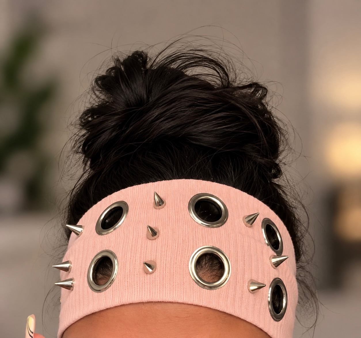 Pink spiked headband